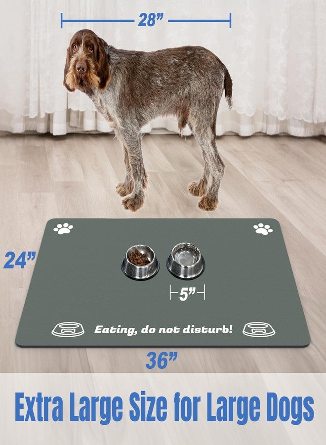 Plentio Extra Large Pet Food Mat, 36" x 24", Absorbent Dog Mat for Food and Water, Dog Feeding Mat to Protect Your Floors, Gray - Image 3